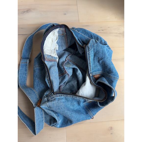 Vintage 80s slouchy denim crossbody handbag/purse tote Classic All Seasons - Picture 4 of 10